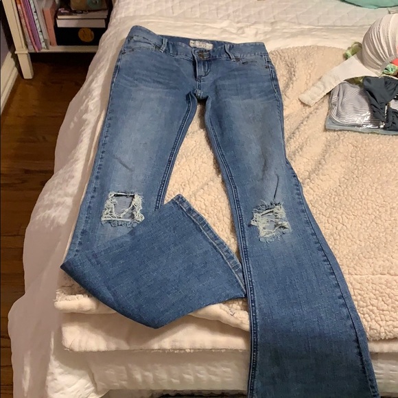 ripped knee flare jeans